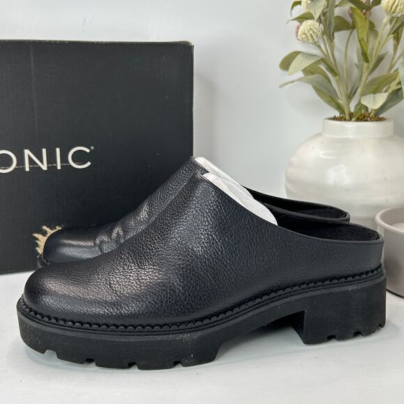 Vionic Fairfax Vegan Leather Mule Slip On Black J0793L1001 Women's 6.5M Tried On - Picture 3 of 11